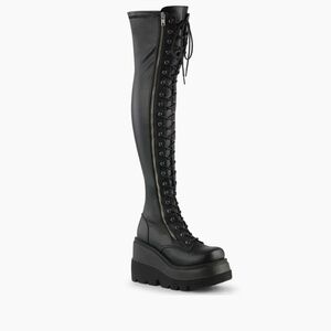 Demonia Shaker 374 platform thigh high boot